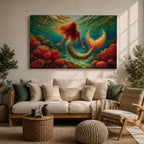 Mermaid Wall Art Sea Maiden Framed Canvas Ocean Fantasy Mythology Boho Home Decor