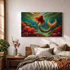 Mermaid Wall Art Sea Maiden Framed Canvas Ocean Fantasy Mythology Boho Home Decor
