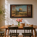 Masjid Al Aqsa Wall Art Palestine Window View Framed Canvas Jerusalem Mosque Islamic Decor
