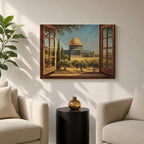 Masjid Al Aqsa Wall Art Palestine Window View Framed Canvas Jerusalem Mosque Islamic Decor