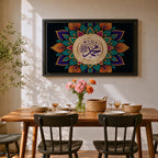 Muhammad Wall Art Colorful Mandala Framed Canvas Arabic Calligraphy Geometric Muslim Home Decor
