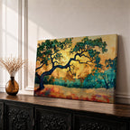 Oak Tree Wall Art Quercus Framed Canvas Landscape Sunset Rustic Farmhouse Home Decor