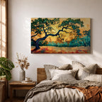 Oak Tree Wall Art Quercus Framed Canvas Landscape Sunset Rustic Farmhouse Home Decor