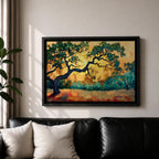 Oak Tree Wall Art Quercus Framed Canvas Landscape Sunset Rustic Farmhouse Home Decor