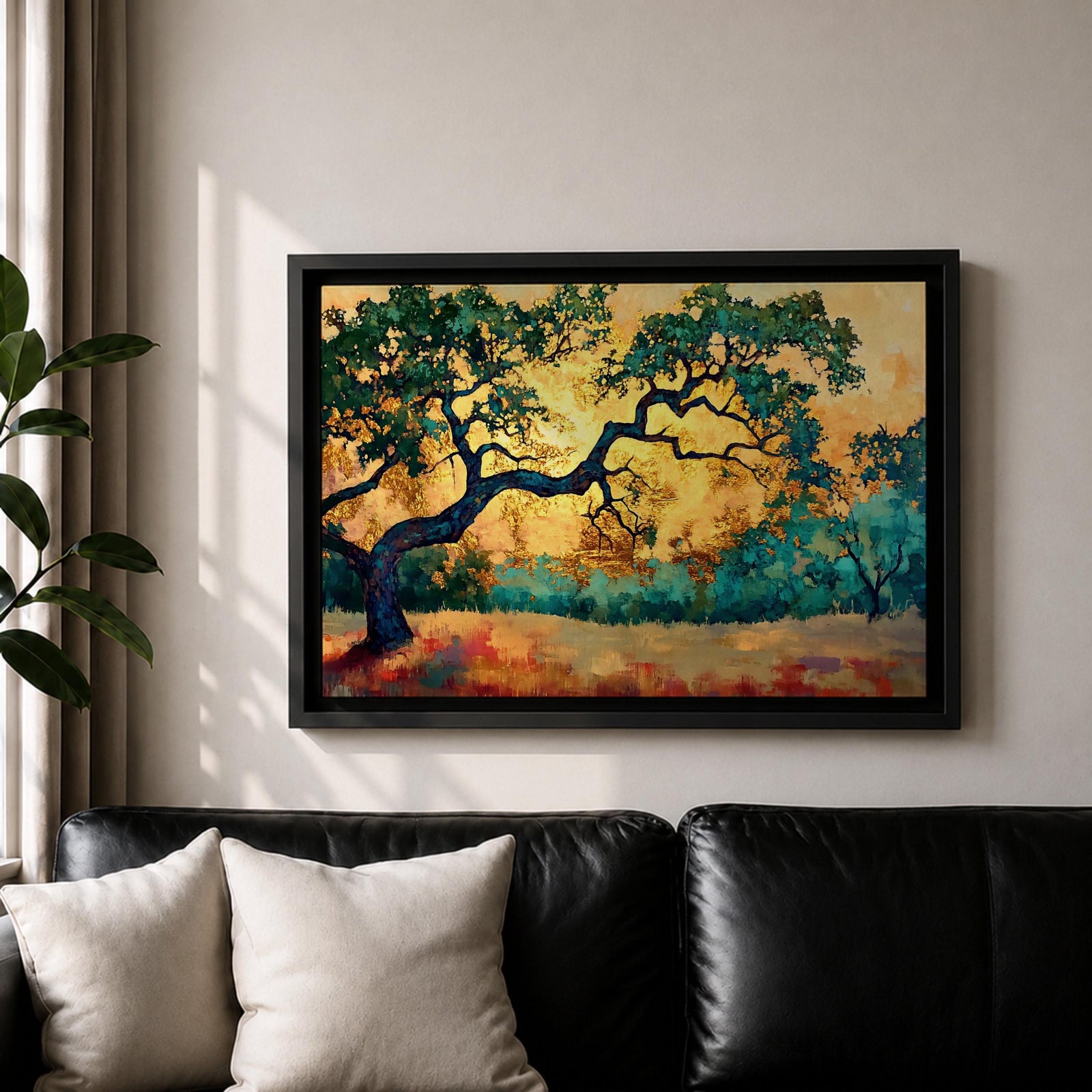 Oak Tree Wall Art Quercus Framed Canvas Landscape Sunset Rustic Farmhouse Home Decor