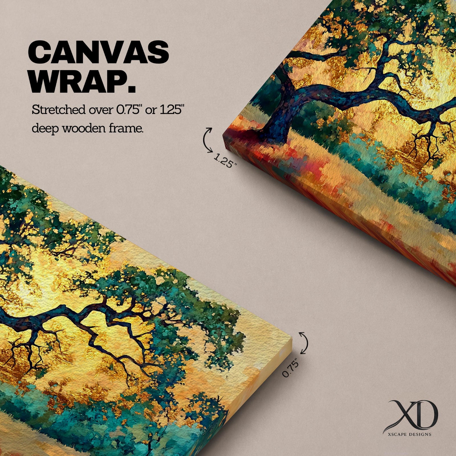Oak Tree Wall Art Quercus Framed Canvas Landscape Sunset Rustic Farmhouse Home Decor