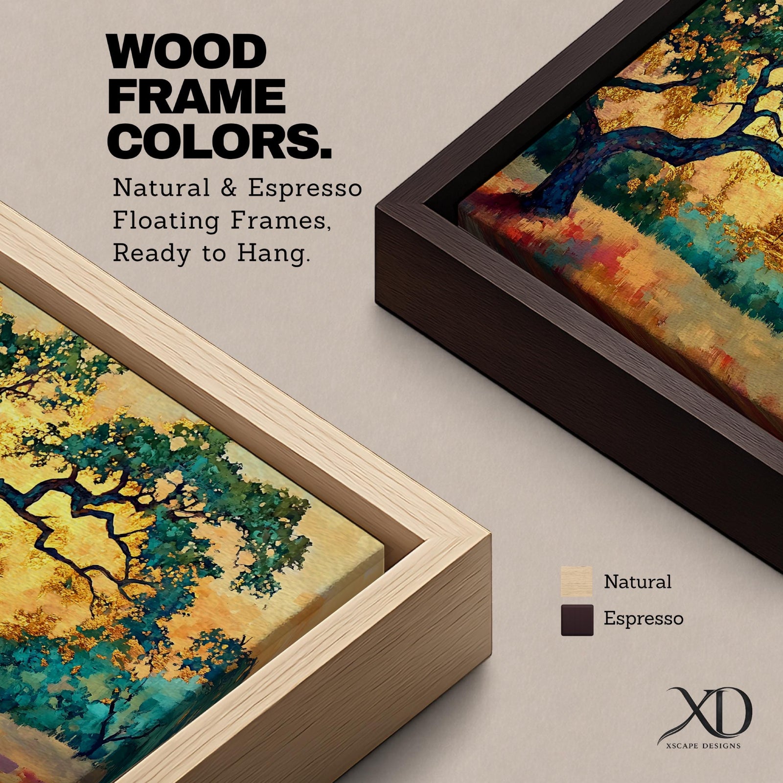 Oak Tree Wall Art Quercus Framed Canvas Landscape Sunset Rustic Farmhouse Home Decor
