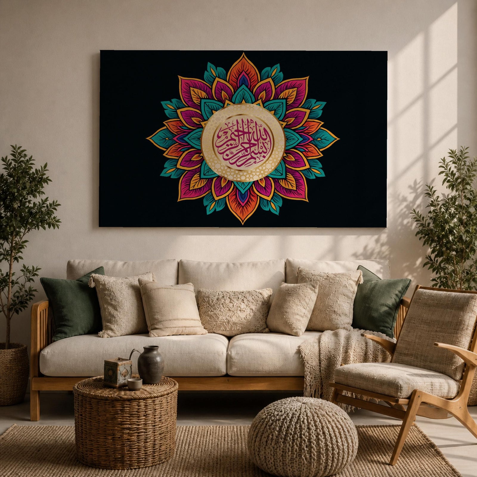 Bismillah Wall Art Arabic Calligraphy Framed Canvas Quran Islamic Allah Muslim Home Decor