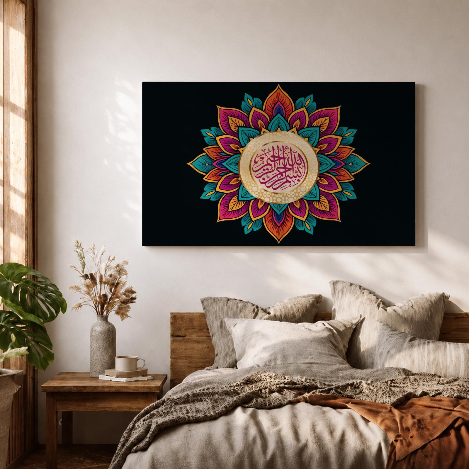 Bismillah Wall Art Arabic Calligraphy Framed Canvas Quran Islamic Allah Muslim Home Decor