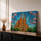 Sagrada Familia Wall Art Barcelona Cathedral Framed Canvas Spain Gaudi Impasto City Home Decor