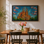 Sagrada Familia Wall Art Barcelona Cathedral Framed Canvas Spain Gaudi Impasto City Home Decor