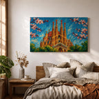 Sagrada Familia Wall Art Barcelona Cathedral Framed Canvas Spain Gaudi Impasto City Home Decor