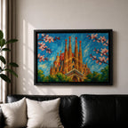 Sagrada Familia Wall Art Barcelona Cathedral Framed Canvas Spain Gaudi Impasto City Home Decor