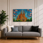 Sagrada Familia Wall Art Barcelona Cathedral Framed Canvas Spain Gaudi Impasto City Home Decor