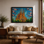 Sagrada Familia Wall Art Barcelona Cathedral Framed Canvas Spain Gaudi Impasto City Home Decor
