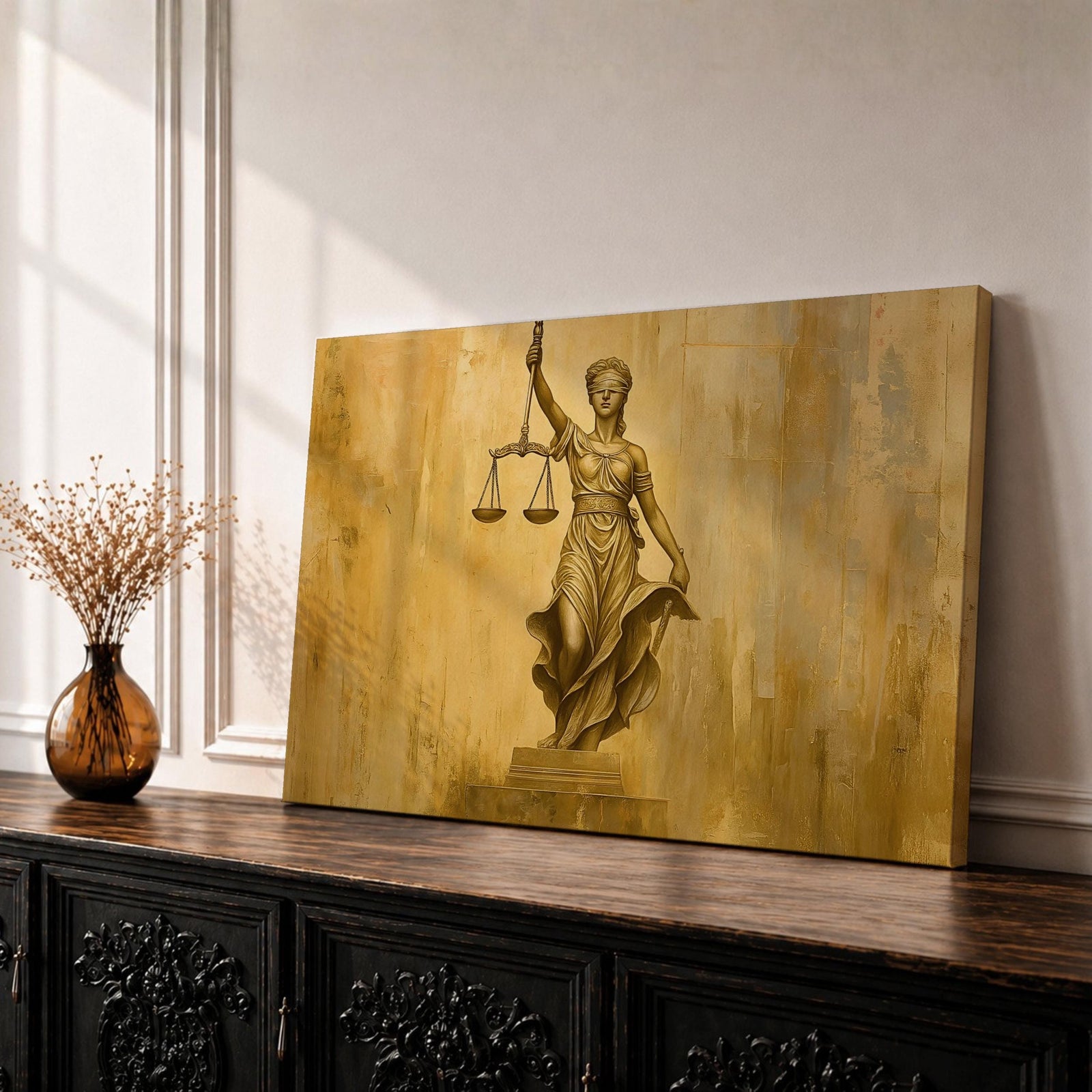 Lady Justice Wall Art La Justicia Framed Canvas Courtroom Lawyer Attorney Legal Home Decor