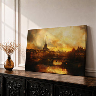 Eiffel Tower Wall Art Paris Skyline Framed Canvas Sunset France Vintage City Home Decor