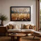 Wheat Field Wall Art Barley Field Framed Canvas Harvest Rustic Landscape Farmhouse Home Decor