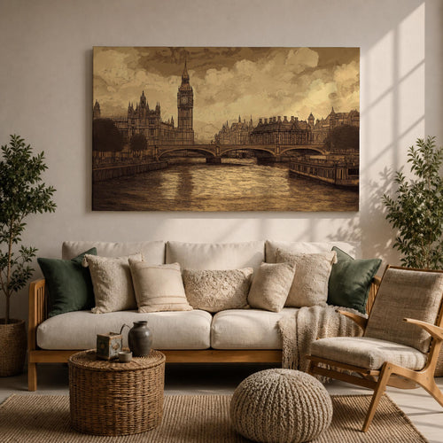 Big Ben Wall Art Elizabeth Tower Framed Canvas London Westminster Vintage British Home Decor
