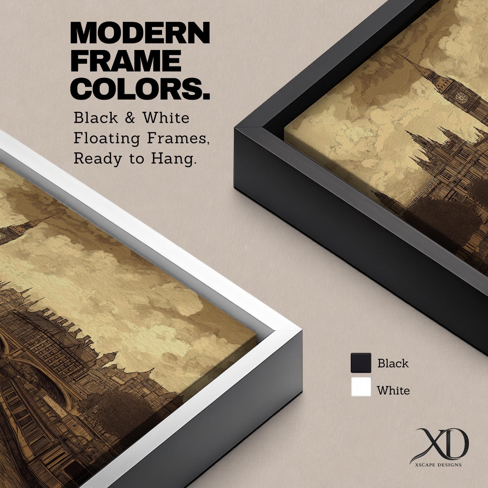 Big Ben Wall Art Elizabeth Tower Framed Canvas London Westminster Vintage British Home Decor