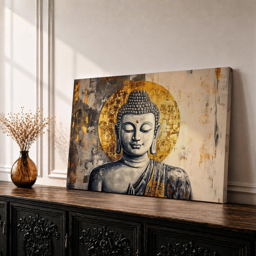 Buddha Wall Art Shakyamuni Framed Canvas Sacred Zen Vintage Buddhist Home Decor