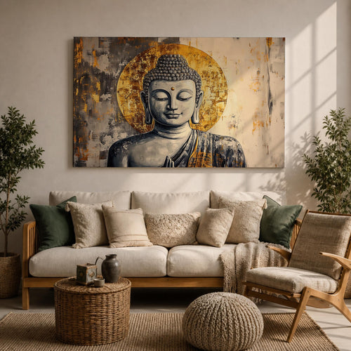 Buddha Wall Art Shakyamuni Framed Canvas Sacred Zen Vintage Buddhist Home Decor