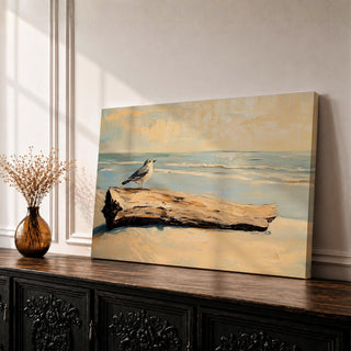 Seagull Wall Art Ocean Bird Framed Canvas Driftwood Coastal Nautical Vintage Beach Home Decor