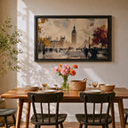 Big Ben Wall Art Elizabeth Tower Framed Canvas Westminster London Watercolor City Home Decor