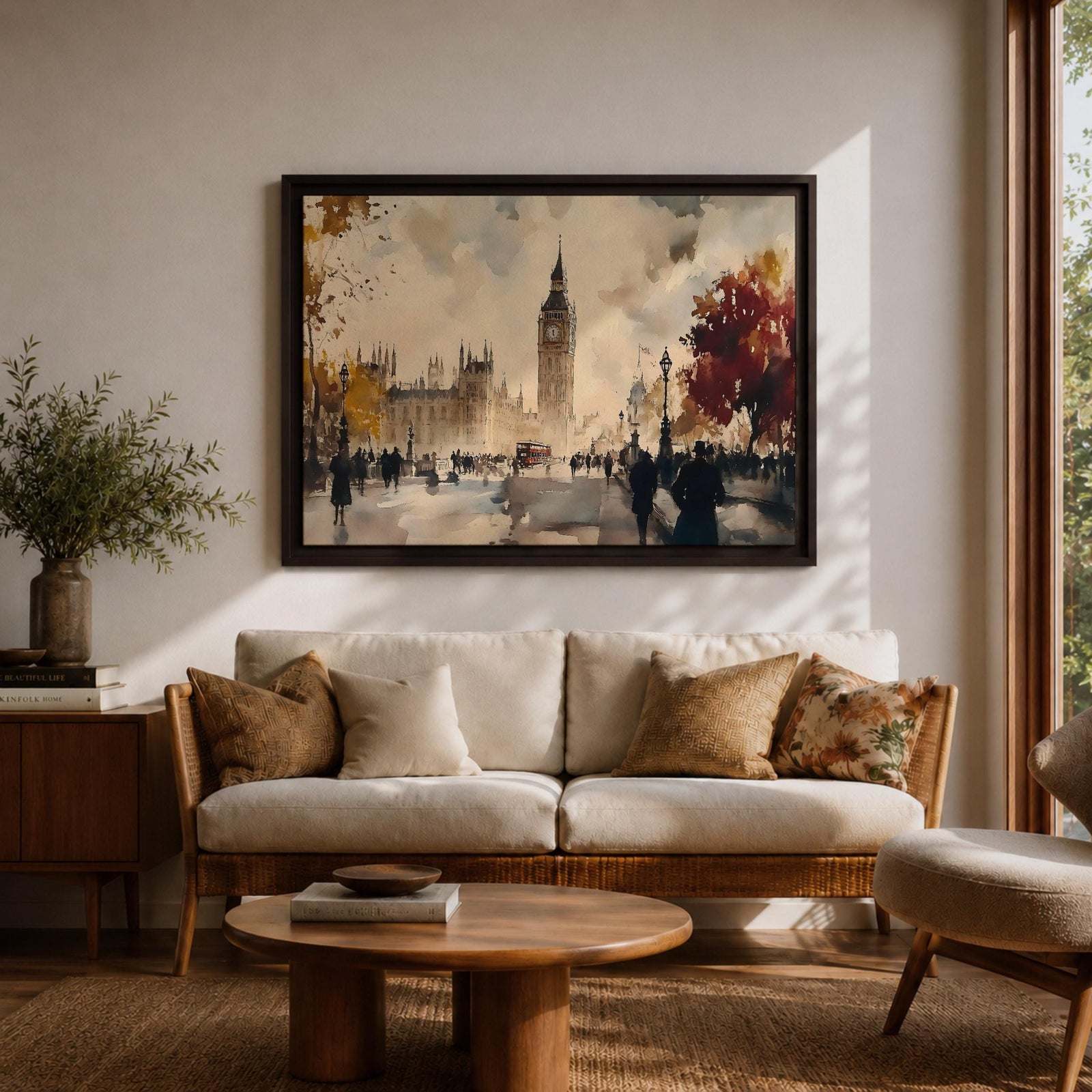 Big Ben Wall Art Elizabeth Tower Framed Canvas Westminster London Watercolor City Home Decor