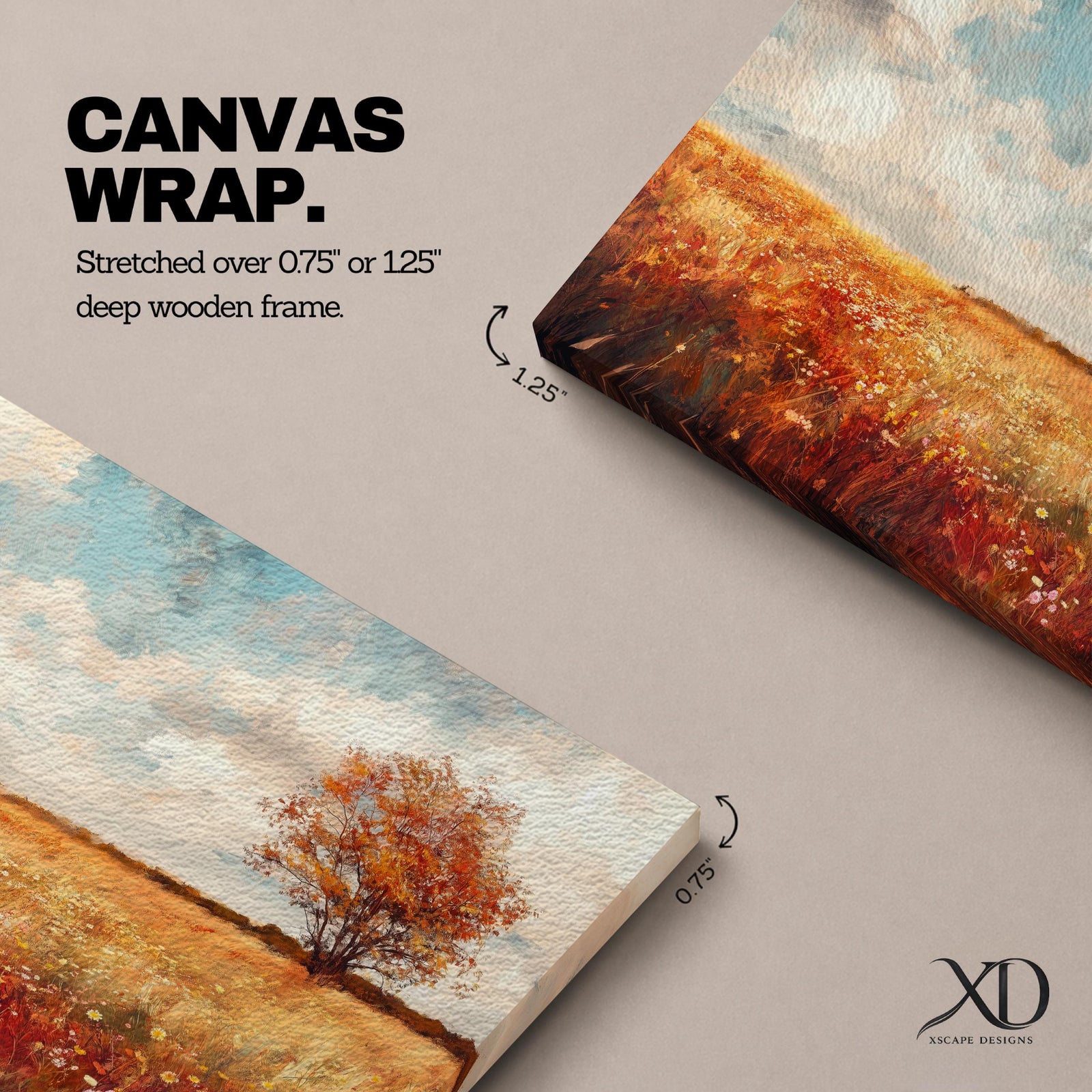 Autumn Landscape Wall Art Fall Scenery Framed Canvas Countryside Rustic Vintage Farmhouse Home Decor