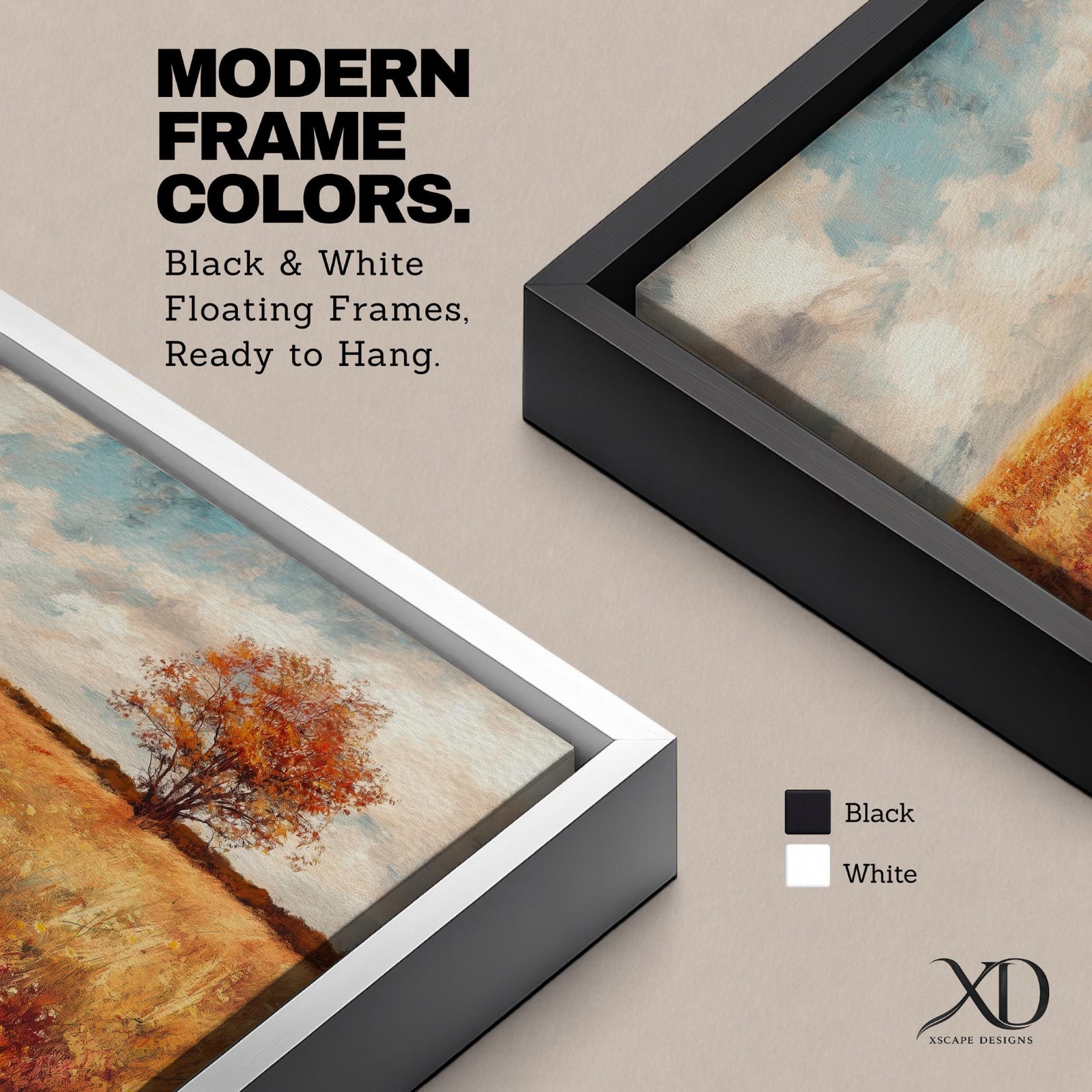 Autumn Landscape Wall Art Fall Scenery Framed Canvas Countryside Rustic Vintage Farmhouse Home Decor