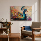 Peacock Wall Art Tropical Bird Framed Canvas Royal Feathers Jungle Wildlife Living Room Decor
