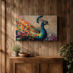 Peacock Wall Art Tropical Bird Framed Canvas Royal Feathers Jungle Wildlife Living Room Decor