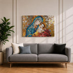 Blessed Virgin Mary Wall Art Madonna and Child Framed Canvas Catholic Mosaic Home Decor