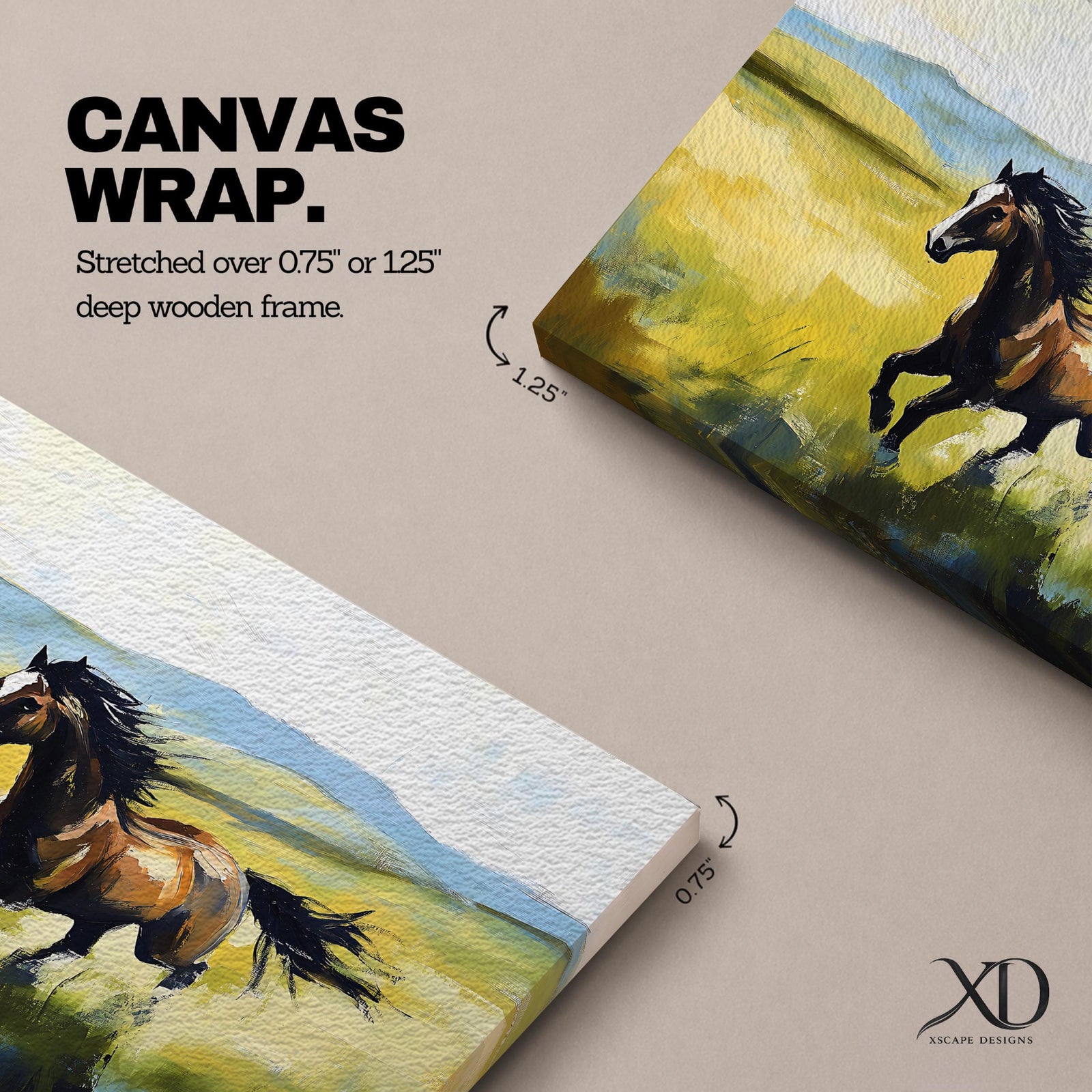 Horse Wall Art Mustang Framed Canvas Wild Spirit Running Watercolor Western Rustic Home Decor