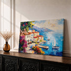 Amalfi Coast Wall Art Italian Coastal Village Framed Canvas Mediterranean Seascape Living Room Decor