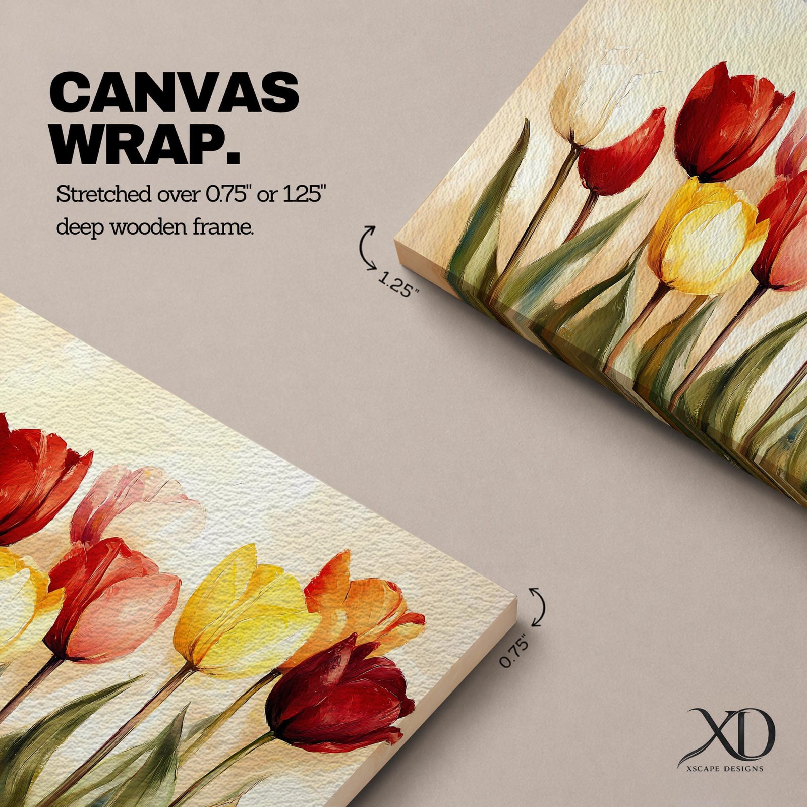 Tulip Wall Art Spring Tulips Framed Canvas Botanical Floral Vintage Cottage Home Decor
