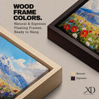 Mountain Wildflower Wall Art Alpine Meadow Framed Canvas Scenic Landscape Impasto Boho Home Decor