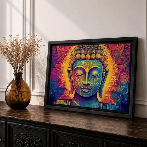 Buddha Wall Art Shakyamuni Framed Canvas Meditation Zen Buddhist Spiritual Living Room Decor