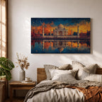 Taj Mahal Wall Art Agra Landmark Framed Canvas Sunset Reflection Boho Home Decor