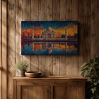 Taj Mahal Wall Art Agra Landmark Framed Canvas Sunset Reflection Boho Home Decor