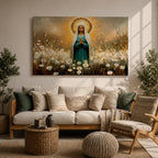 Virgin Mary Wall Art Our Lady Framed Canvas Marian Devotion Impasto Catholic Home Decor