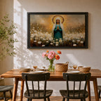 Virgin Mary Wall Art Our Lady Framed Canvas Marian Devotion Impasto Catholic Home Decor
