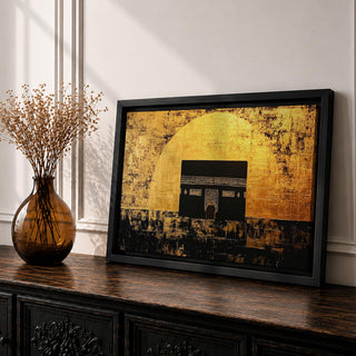 Kaaba Mecca Wall Art Sacred Kaaba Framed Canvas Islamic Mosque Prayer Room Decor