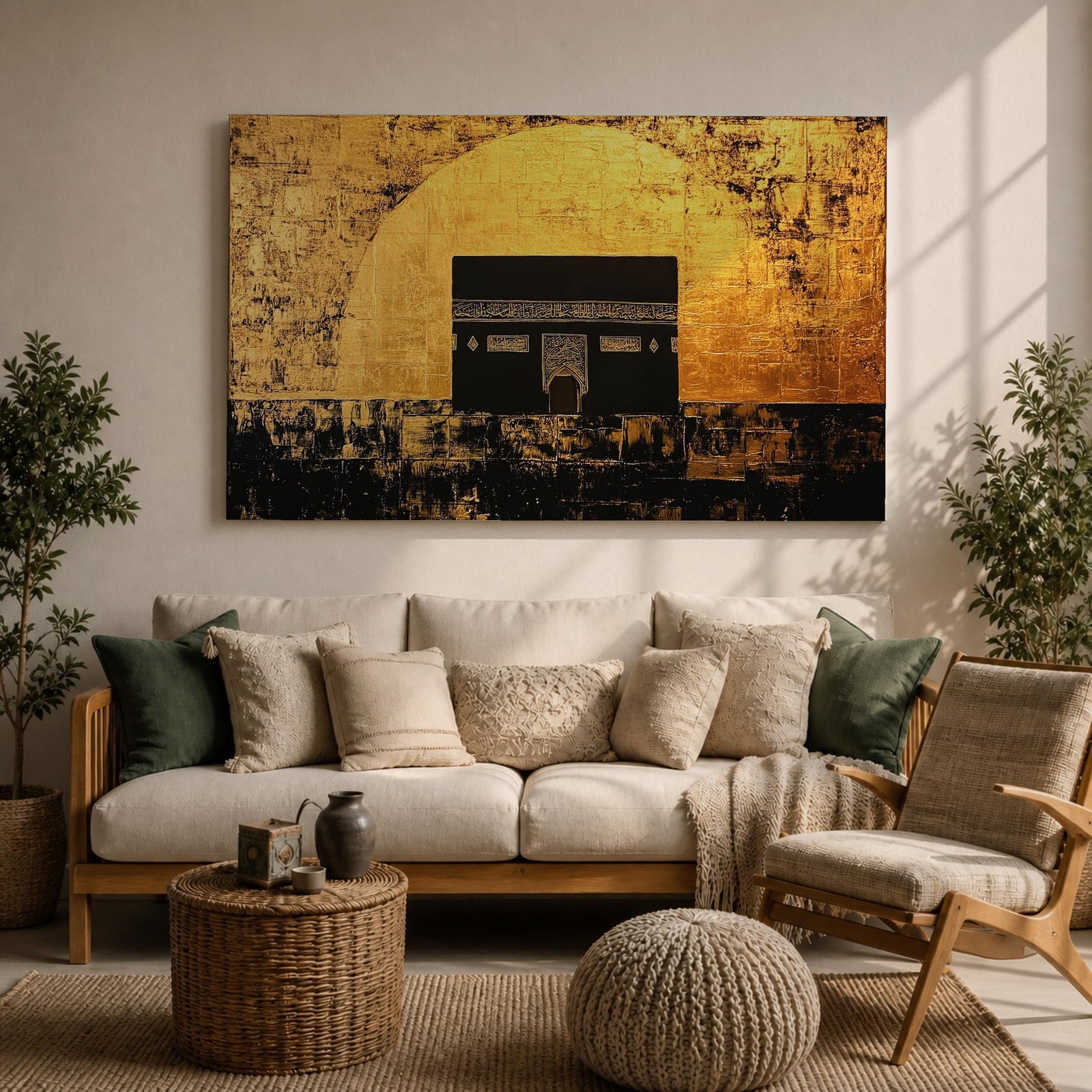 Kaaba Mecca Wall Art Sacred Kaaba Framed Canvas Islamic Mosque Prayer Room Decor