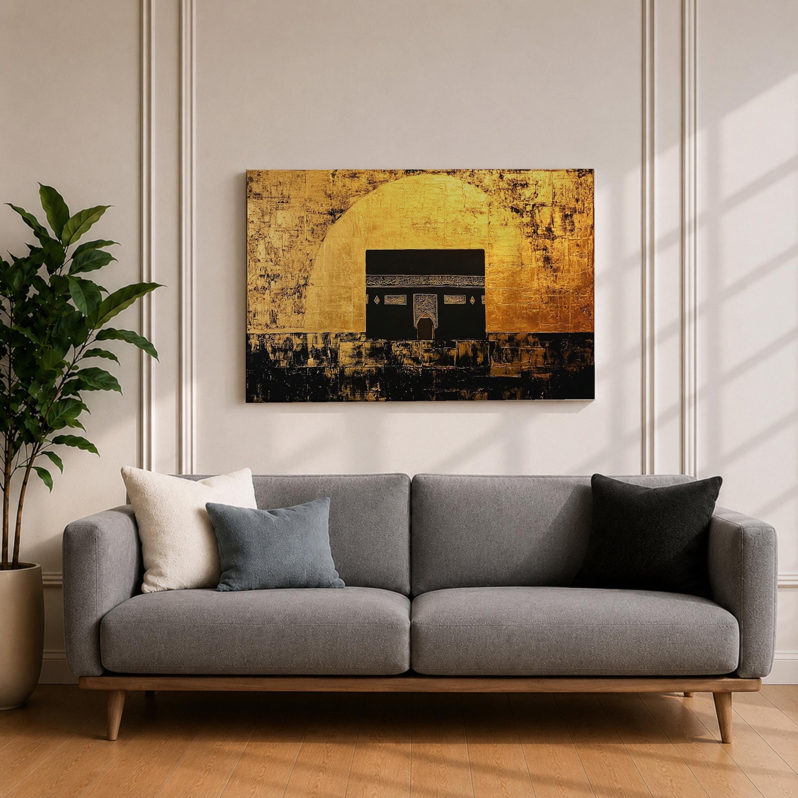 Kaaba Mecca Wall Art Sacred Kaaba Framed Canvas Islamic Mosque Prayer Room Decor