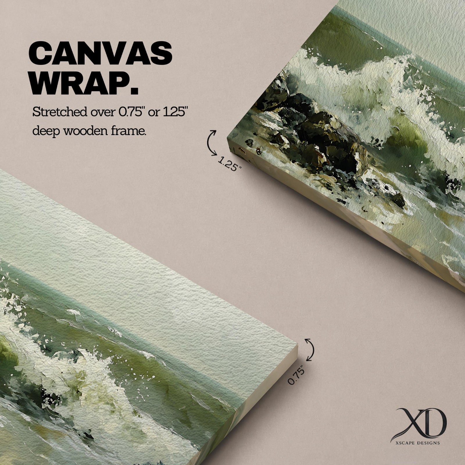 Ocean Wave Wall Art Sea Wave Framed Canvas Seascape Vintage Coastal Home Decor