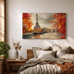 Eiffel Tower Wall Art Paris Landmark Framed Canvas French Cityscape Impasto Rustic Home Decor
