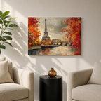 Eiffel Tower Wall Art Paris Landmark Framed Canvas French Cityscape Impasto Rustic Home Decor