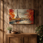 Eiffel Tower Wall Art Paris Landmark Framed Canvas French Cityscape Impasto Rustic Home Decor
